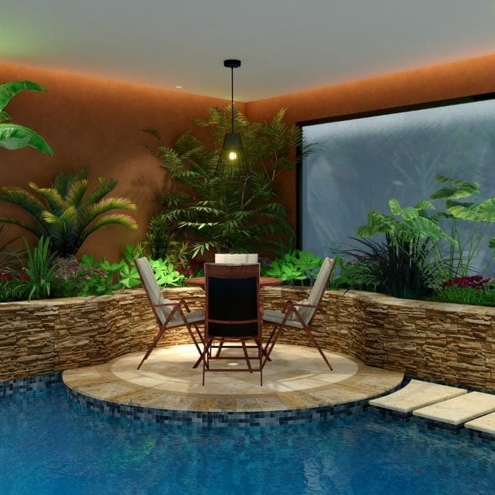 Pool water feature by QFountains, view 2